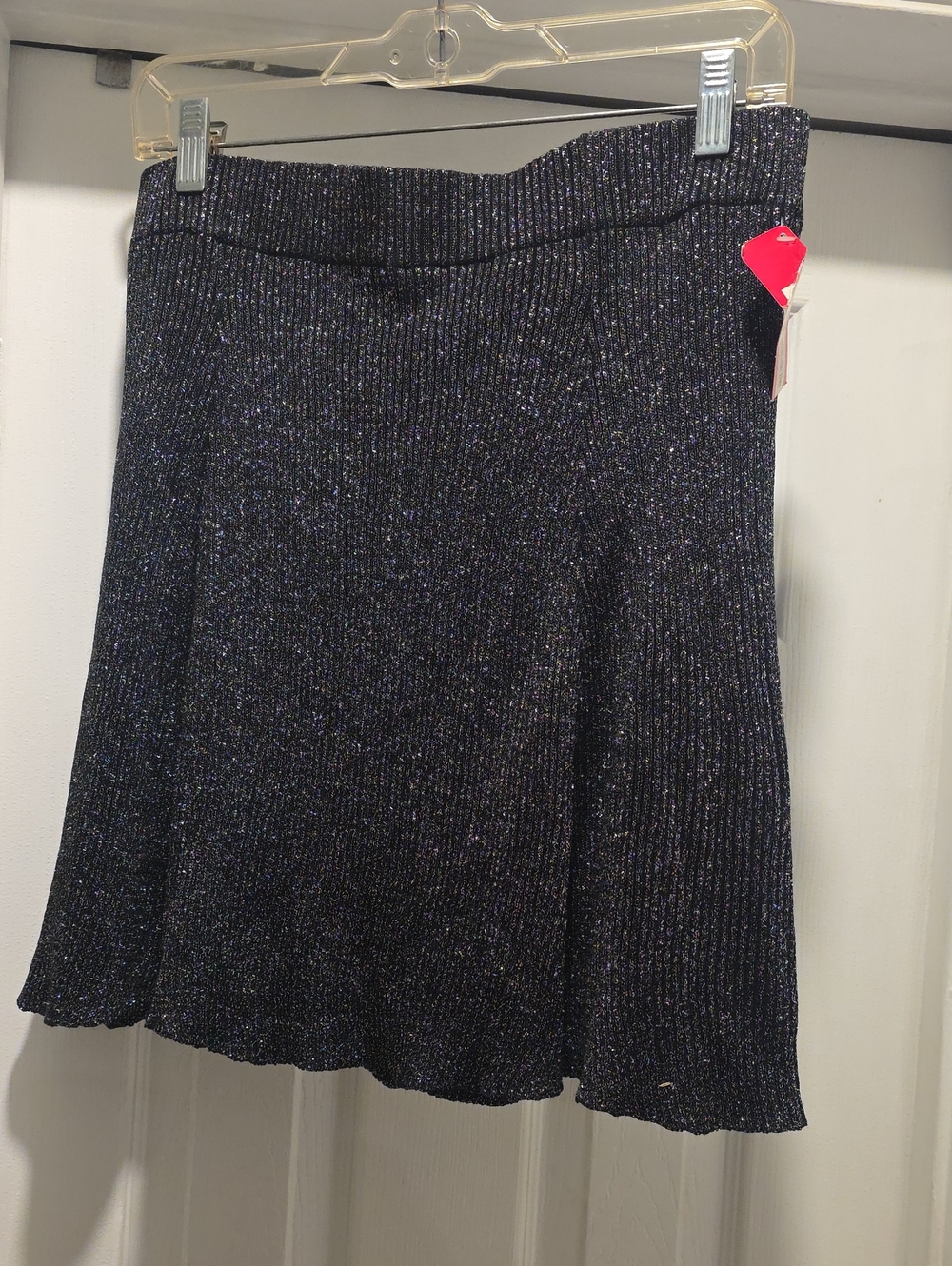 Xhilaration Metallic Ribbed Skater Skirt - Black with Sparkle